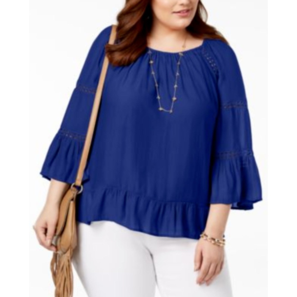 INC International Concepts Plus Sz 3X Top Blue